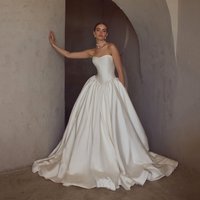 Eightree 2026 A-Line Wedding Dresses Sweetheart Sweep Train Satin Bridal Dress Formal White Wedding Ball Prom Gowns Customized