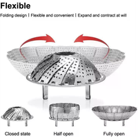 Folding Stainless Food Steamer Vegetable Fruit Food Basket Mesh Steamer Rack Cookware Utensils For Cooking Steam