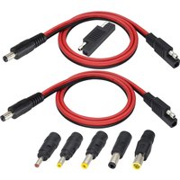 2Pack SAE to DC Adapter Cable SAE Plug to DC 5.5mmx2.1mm Male Connector Cables with SAE Polarity Reverse Adapter & DC8/6.5/5.5/4