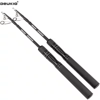 DEUKIO Black Mini Shrink 33cm Portable Lure Spinning Rod Short Section Medium Power Rod Telescopic Carbon Ultralight Fishing Rod