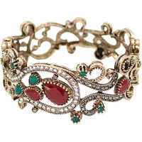 Sunspicems Vintage Turkish Flower Bangle Bohemia Women Bracelet Antique Gold Color Resin Bride Bracelet Wedding Jewelry Gift