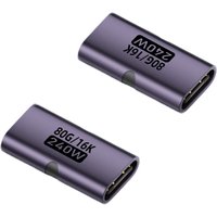 2pcs PD 240W USB C Female to Female Adapter Connector 80Gbps Coupler Type C Extender with 16K@60Hz Video Aluminum