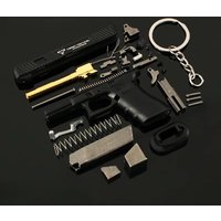 1:3 Scale Alloy Replica Keychain Set TTI G34, Colt 1911 & G17 Style Mini Models Detachable Shell Ejection Toy Collectibles Gifts