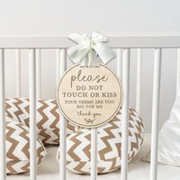YOMDID Please Do Not Touch or Kiss Baby Sign Do Not Touch Baby Wooden Sign No Touching Baby Car Seat Sign for Newborn Baby