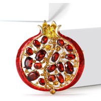 Trendy Rhinestones Pomegranates Brooches for Women Unisex Fruits Pins Badges Office Party Backpack Gifts Jewelry Accessories