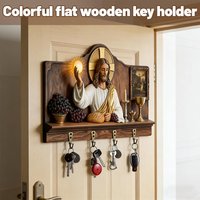 Ultra-Thin Solid Wood Key Holder Wall Mount Colorful Design Multifunctional Storage for Entryway Living Room Easy Installation