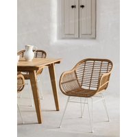 MOMO Ins Rattan Outdoor Balcony Three Piece Set Iron Woven Leisure Chair with Solid Wood Table for Household Courtyard