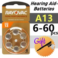 6-60 PCS A13 Hearing Aid Batteries Zinc Air Rayovac Peak Size 13A 13 P13 PR48 Hearing Aid Battery For BTE CIC RIC OE Hearing Aid