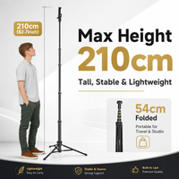 Nefio 210cm Extendable Phone Tripod Selfie Stick with Phone Holder, Lightweight Retractable Tripod Stand for iPhone Android, Liv