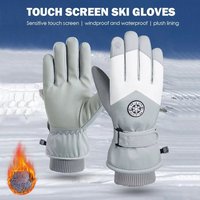 AliExpress Winter Unisex Snowboard Ski Gloves PU Leather Non-slip Touch Screen Waterproof Motorcycle Cycling Fleece Warm Snow Gloves