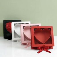 Transparent Window Mother's Day Gift Box Elegant Fillable Flower Display Box Romantic Cardboard Empty Flower Box Valentine's Day