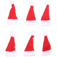 10pcs 4*7cm Mini Christmas Lollipop Hats Santa Claus Wine Bottle Cover Hat for DIY Xmas Christmas Party Decorations Supplies