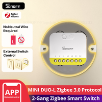 SONOFF MINI-ZB2GS-L Protokół Zigbee Nie Wymaga Neutralnego Przewodu MINI DUO-L 2-Kanałowy Inteligentny Włącznik Zigbee Dwukanałowe Sterowanie z Hubami ZB