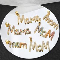 Juya DIY 18K Real Gold Plated Cubic Zirconia Mama Mom Letter Charms For Handmade Mother's Day Pendant Needlework Jewelry Making