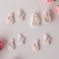 Rabbit Shaped Earrings Polymer Clay Molds Bunny Soft Pottery Clay Cutters DIY Earring Jewelry Pendant Cutting Mold Pottery Tools