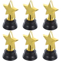 6 Pcs Five-pointed Star Trophies Mini Plastic Golden Kids Awards for Party Game Prize Kindergarten Graduation Competition