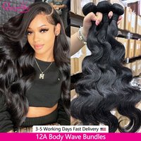Queenlike 24 24 24 Inch Body Wave Bundles Human Hair 12A Brazilian Raw Hair Weave Bundles 1/3 PCS Human Hair Bundles Extensions image 3