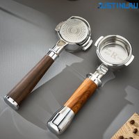 JUSTINLAU 58mm E61 Bottomless Coffee Portafilter Stainless Steel/Wooden Handle Espresso Filter Basket for Home Cafe Barista