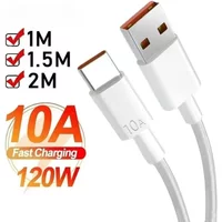 USB Type C Cable 120W 10A Fast Charging Wire Mobile Phone USB For Huawei P30 Xiaomi Realme Samsung Poco x6 USB C Data Cable Cord