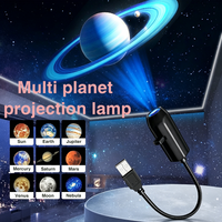 USB Planet Projector Light 360° Rotation Starry Sky Night Lamp 10 Films Car Bedroom Atmosphere Halloween Xmas Decor Gift
