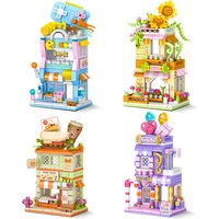 City Street View Building Block Set DIY Ice Cream Coffee Flower Shop Model Building Toy Ideal for Home Decor and Holiday Gifts