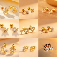 New Fashion Heart Stud Earrings for Women Hypoallergenic Screw Cartilage Helix Earring Girls Piercing Accessories Jewelry Gifts