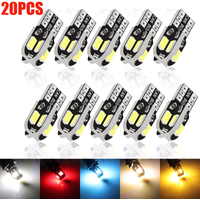 20pcs W5W T10 LED Bulbs Canbus 5730 8SMD 6000K 194 168 LED Car Interior Map Dome Lights Parking Light Auto Signal Lamp 12V