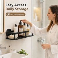 Wall Mounted Shower Shelf No Drill Bathroom Shampoo Rack Waterproof Toiletry Storage Organizer Accessories for Home