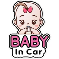 New Design Baby In Car Car Sticker Signs and Decals Girl Stroller Sticker, Notice Board Cute Baby Window Car Sticker, 18cm