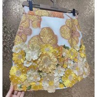Luxury Pearls Beaded Flowers Stitch Faldas 2026 Spring Summer Short Skirt High Waist Mini Skirt For Women Vintage Skirts Femme