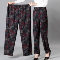 8XL 9XL femmes d'âge moyen pantalon nouvelle impression Elasti taille haute pantalons décontractés printemps et automne pantalon droit surdimensionné grand-mère Pa