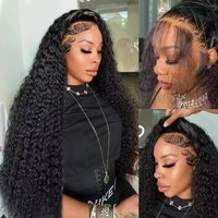 34 Inch 13x6 HD Lace Loose Deep Wave Frontal Wigs Deep Curly Lace Front Human Hair Wigs Preplucked Glueless Wig Human Hair