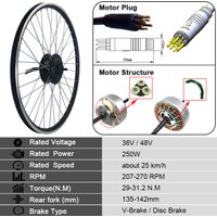 AliExpress kun ray Ebike Conversion Kit 24V/36V/48V 250W Front Rear Brushless Gear Hub Wheel Motor 16-29inch 700C for Electric Bicycle Kit
