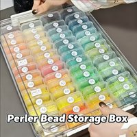 Large Perler Beads Storage Box with Labeled Compartments & Color-Coded Sections - Transparent Pet Plastic Case for DIY Crafts, B