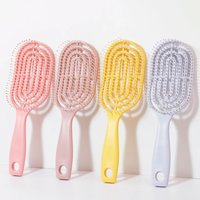 Portable Hollow Elastic Massage Comb - Oval Scalp Massage Brush for Real Hair & Wigs, Salon-Grade Styling Tool