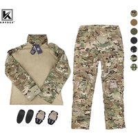 KRYDEX Tactical G3 Uniform Suit Combat Shirt & Pants Kit with Knee Pads Camo Hunting Outdoor Hiking Camping Camouflage Clothing