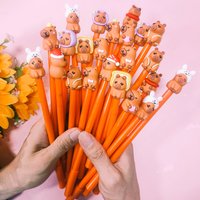 20Pcs/Lot Cute Cartoon Capybara Gel Pens 0.5mm Black Ink Writing Pens for Student School Stationery Office Supplies Gifts