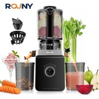 ROUNY Slow Juicer, Kaltpress-Extraktor mit filterfreiem, leicht zu reinigender elektrischer Fruchtentsafter mit großem Kaliber, Schwarz