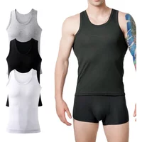 Men‘s Cotton Undershirts Boy Youth Sports Bottoming Vests Middle-aged And Old Man Casual Sleeveless Tank Top Plus Size A-Shirt