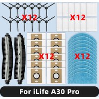 Compatible For ( iLife A30 Pro ) Replacement Parts Accessories Main Side Brush HEPA Filter Mop Cloth Dust Bag