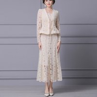 Seifrmann Autumn Dress 2025 New Set Long Lace Skirt Waist Jacket