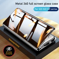 For Samsung Galaxy S25 S24 S26 Ultra Case 360°Screen Sealed Anti peeping privacy sunglasses glass Metal Magnetic Ultrathin cover