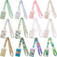 ER1734 Simple Style Love Rainbow Lanyard Card ID Holder Car KeyChain ID Card Pass Gym Phone Badge Key Ring Holder Jewelry