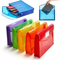 1/2/4PCS Plastic Expanding File Folder Transparent Snap Closure Envelopes Large Capacity A4 Size Assorted Colors Office School
