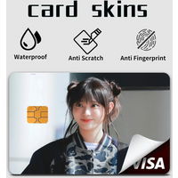 Njz-Haerin Girl Stickers Bank Credit Card Stickers Metro-Card Skin Cover Waterproof Removable Debit Covers Sticker