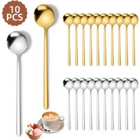 10pcs Stainless Steel Coffee Spoons, Dessert Spoons, Teaspoons, Seasoning Spoons,Suitable for Home, Cafe,Party, Kitchen Supplies