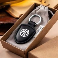 Fashion Shield Logo Leather Keychain For MG ZS MG4 EV MG5 MG HS MG3 MG6 Stylish Car Key Ring Holder Auto Accessories