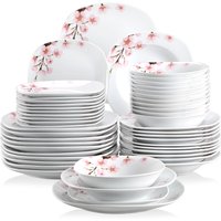VEWEET ANNIE 24-Piece Porcelain Ceramic Tableware Dinner Plate Set with Bowl,Dessert Plate,Soup Plate,Dinner Plate for 12 Person