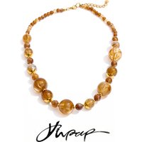 Yhpup New Arrivals Simulated Pearls Resin Acrylic Round Beads Chain Handmade Necklace Stainless Steel Trendy Jewelry Waterproof