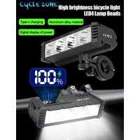 AliExpress cycle zone 4 LED Aluminum Alloy Bicycle Front Light 4 Modes Type-C Bicycle lamp Headlight with Digital Display for MTB Night Riding Safety